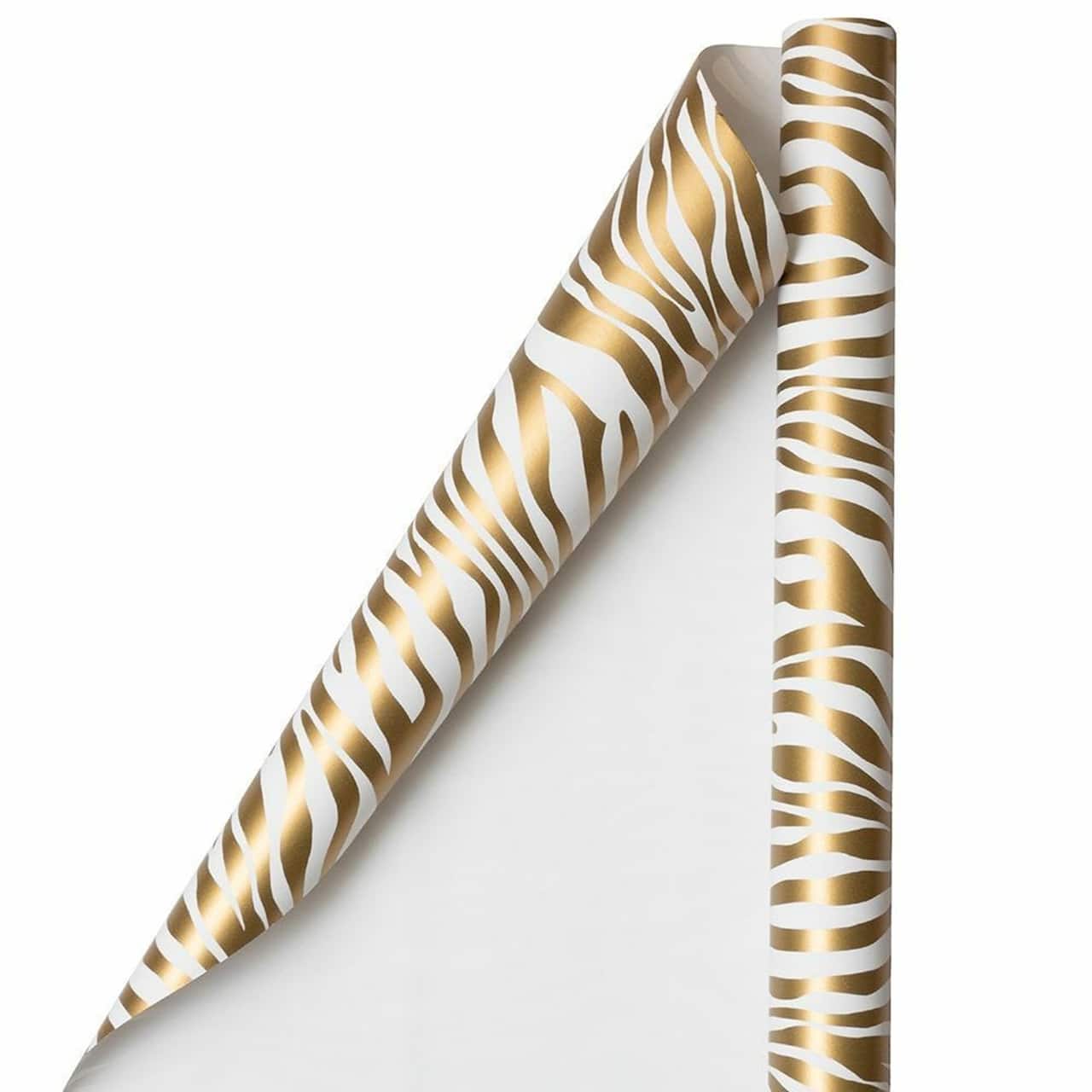 JAM Paper Safari Gold & White Zebra Gift Wrap, 2ct.